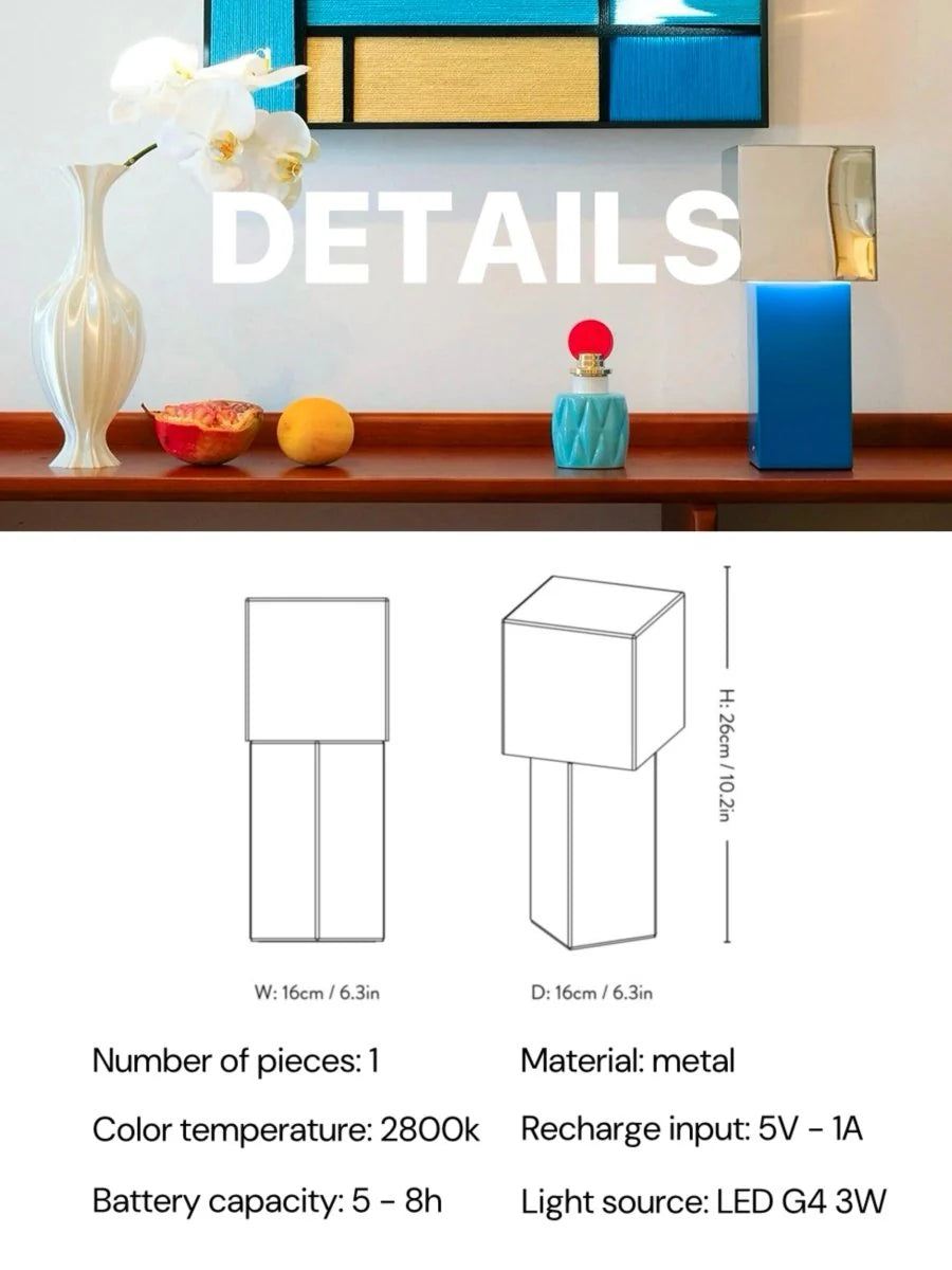 Modern Geometric Memphis Portable Dimmable Lamp - Bauhaus Pivot ATD7 Table Lamp