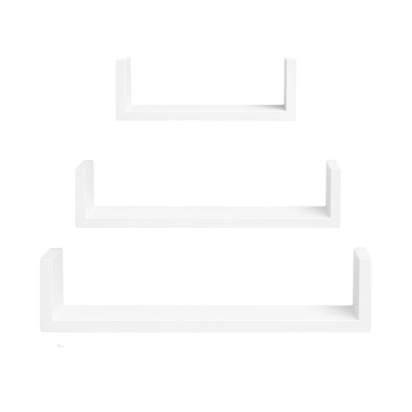 U Shaped Floating Shelve Wall Shelf Mounted Display Set Of3 Wooden Storage Shelf
