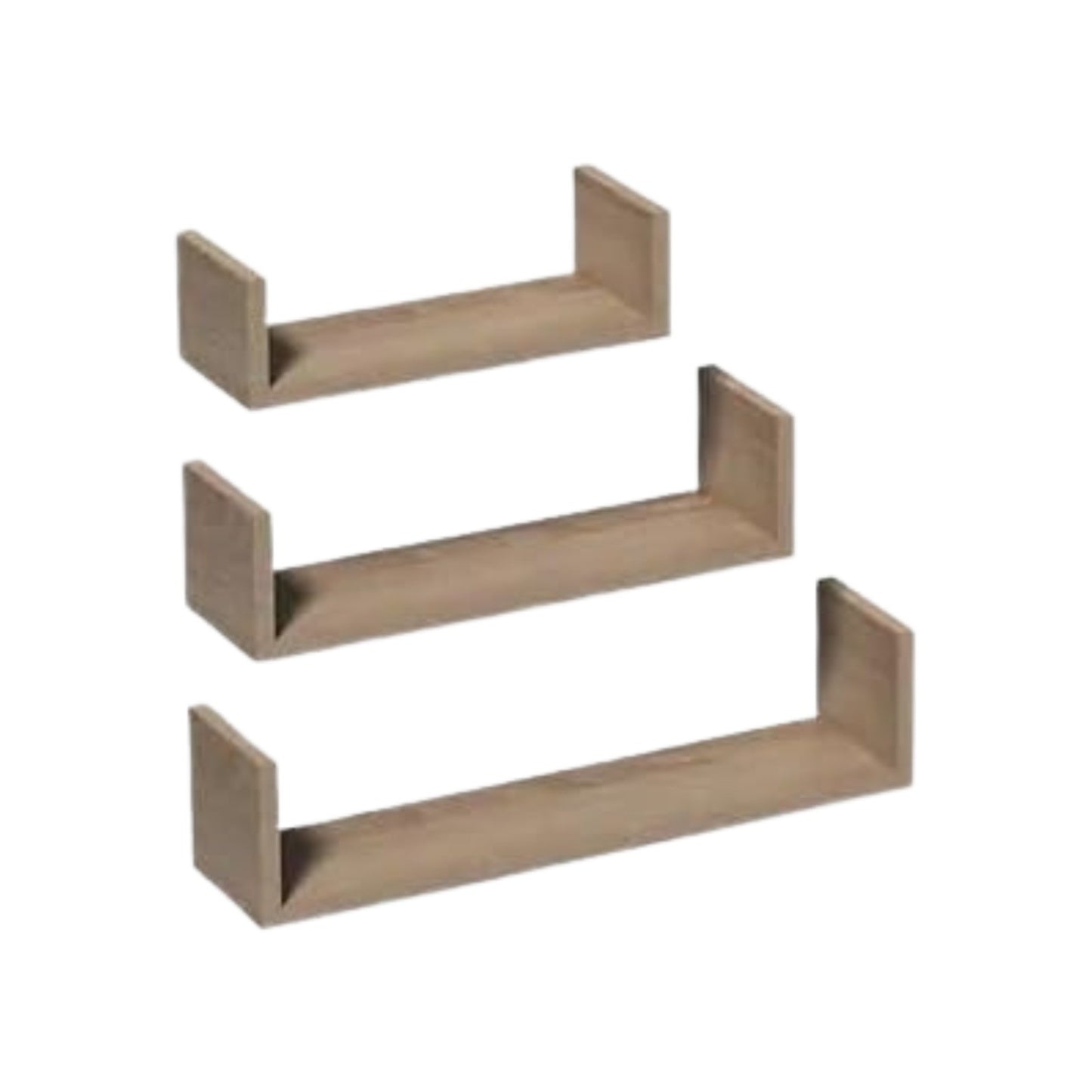 U Shaped Floating Shelve Wall Shelf Mounted Display Set Of3 Wooden Storage Shelf