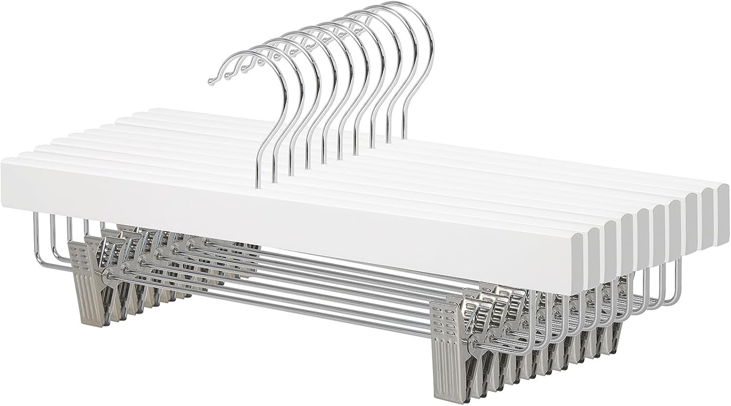Wooden Hangers with Clips, 10-Pack, 36 Cm, White