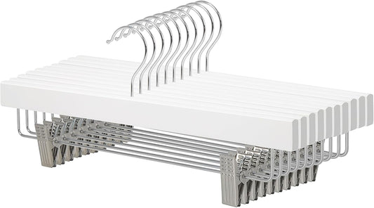 Wooden Hangers with Clips, 10-Pack, 36 Cm, White