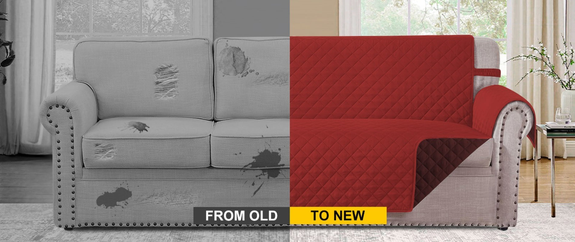 Non Slip Sofa Quilted Slip Covers Water Resistant Pet Protectors 1/2/3 Seater UK