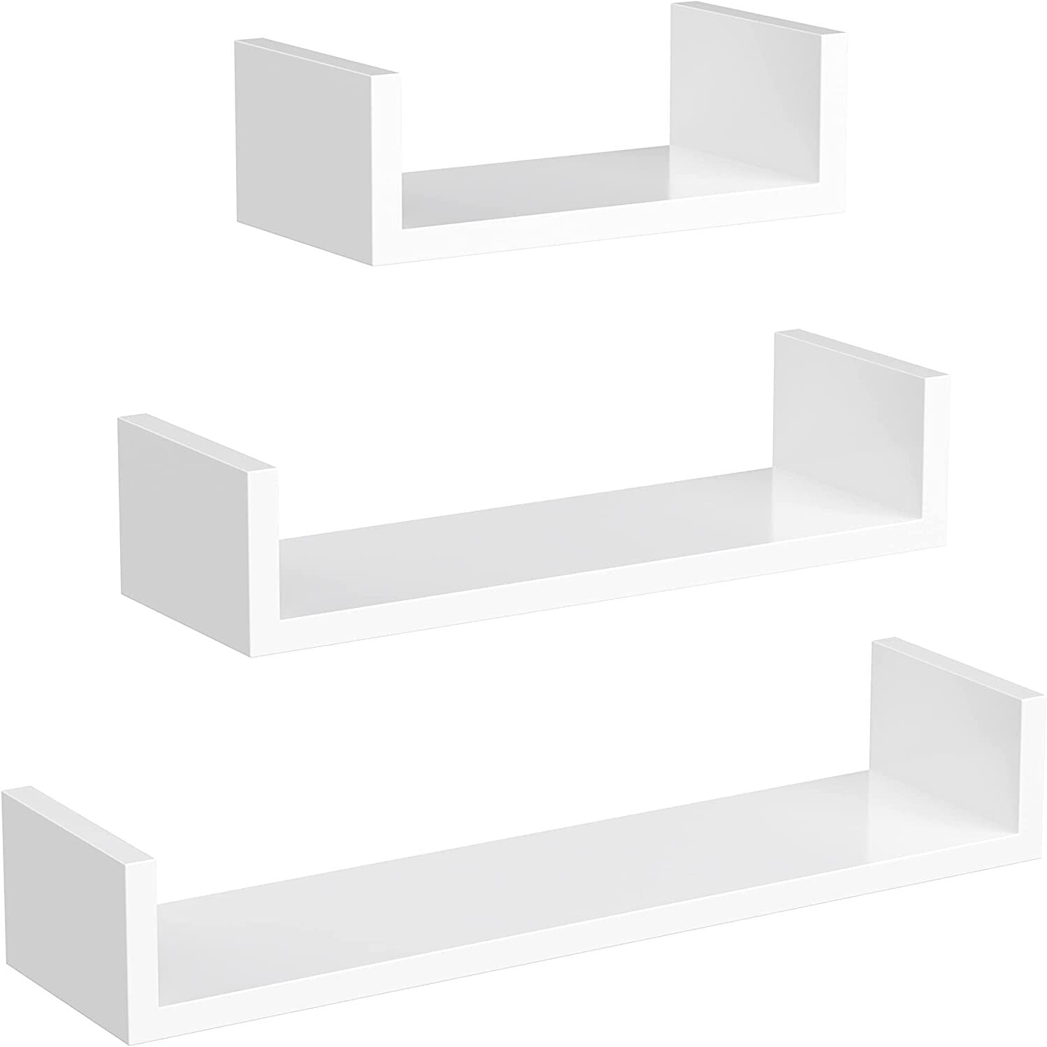 U Shaped Floating Shelve Wall Shelf Mounted Display Set Of3 Wooden Storage Shelf