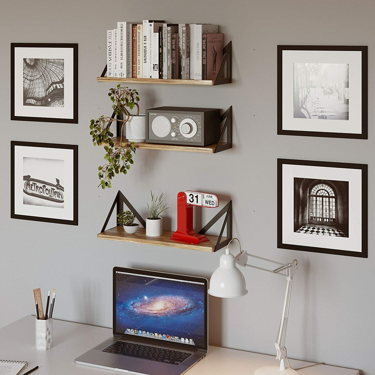 3X Corner Wall Shelves Industrial Wood Floating Shelf for Souvenirs Ornaments De