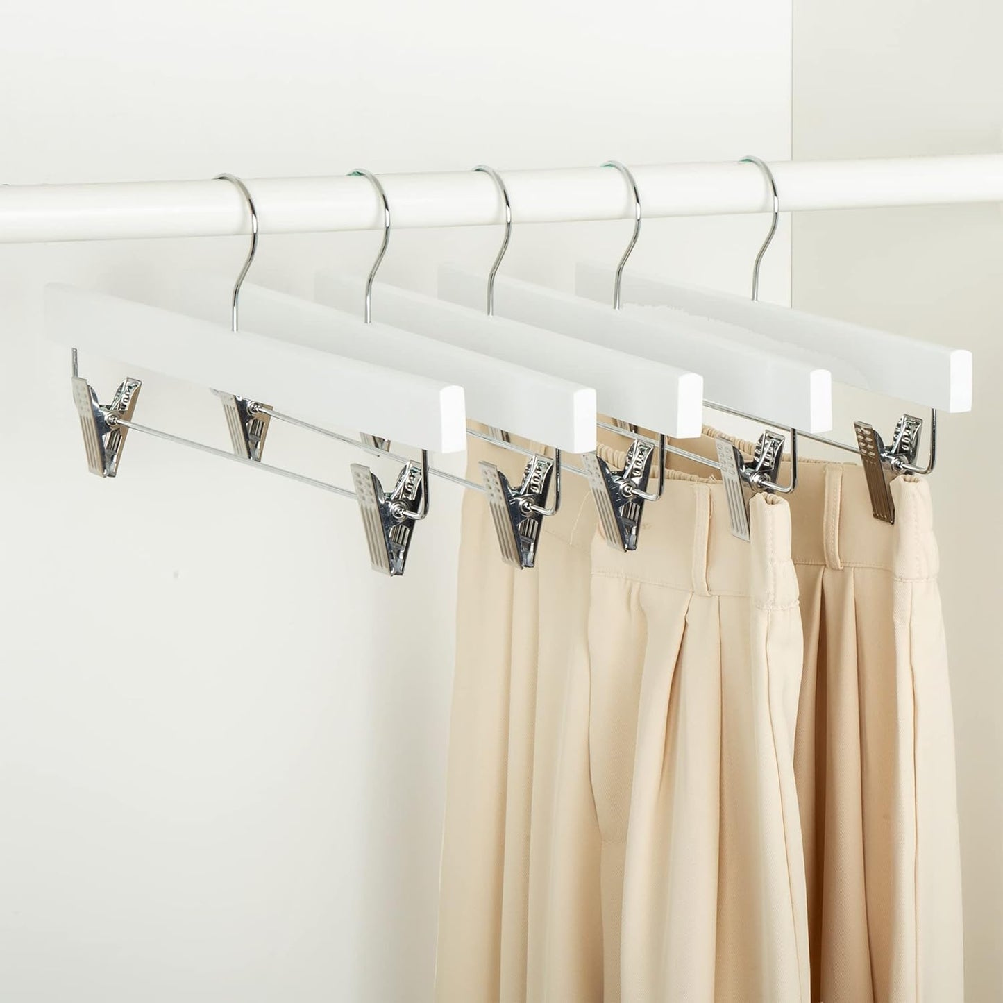 Wooden Hangers with Clips, 10-Pack, 36 Cm, White