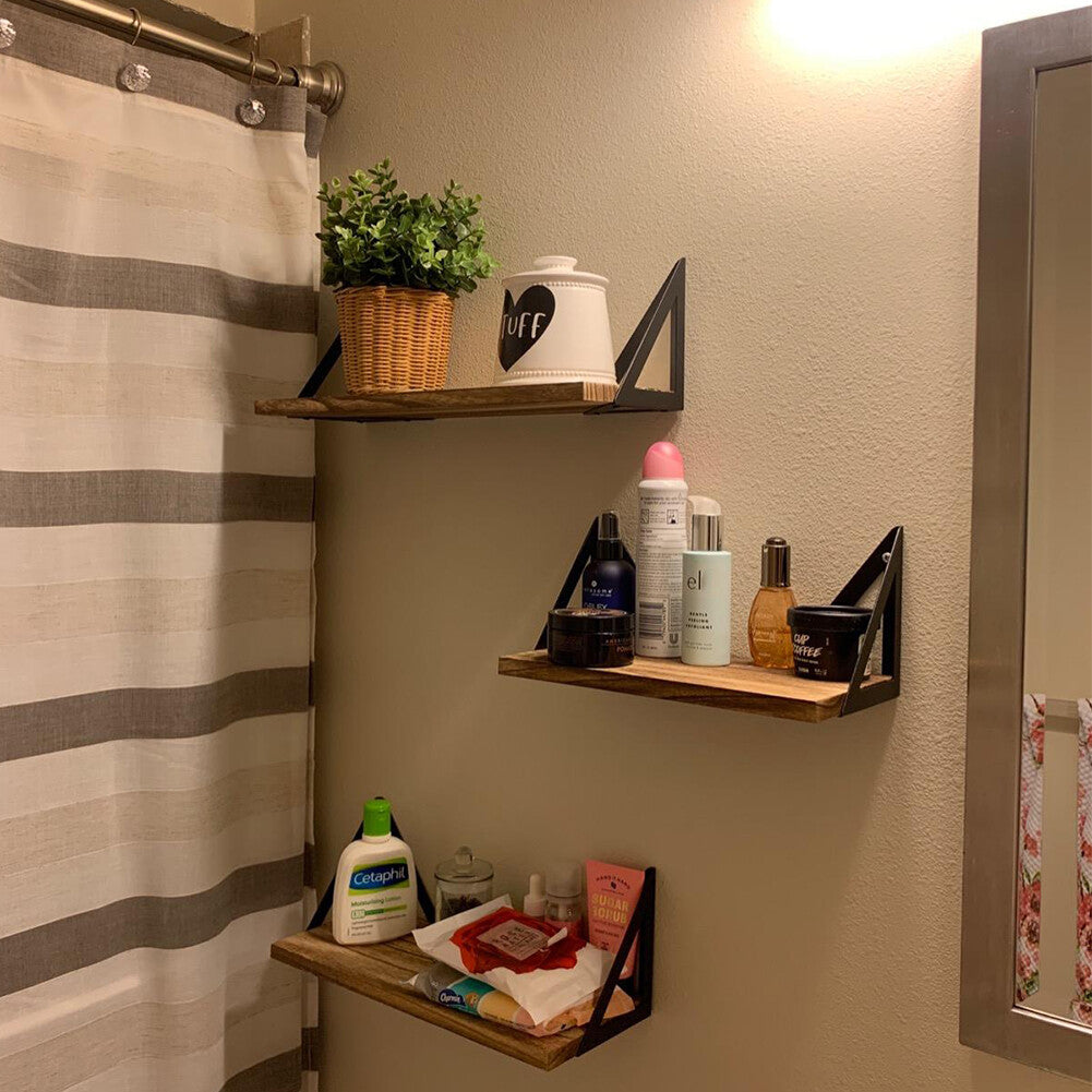 3X Corner Wall Shelves Industrial Wood Floating Shelf for Souvenirs Ornaments De
