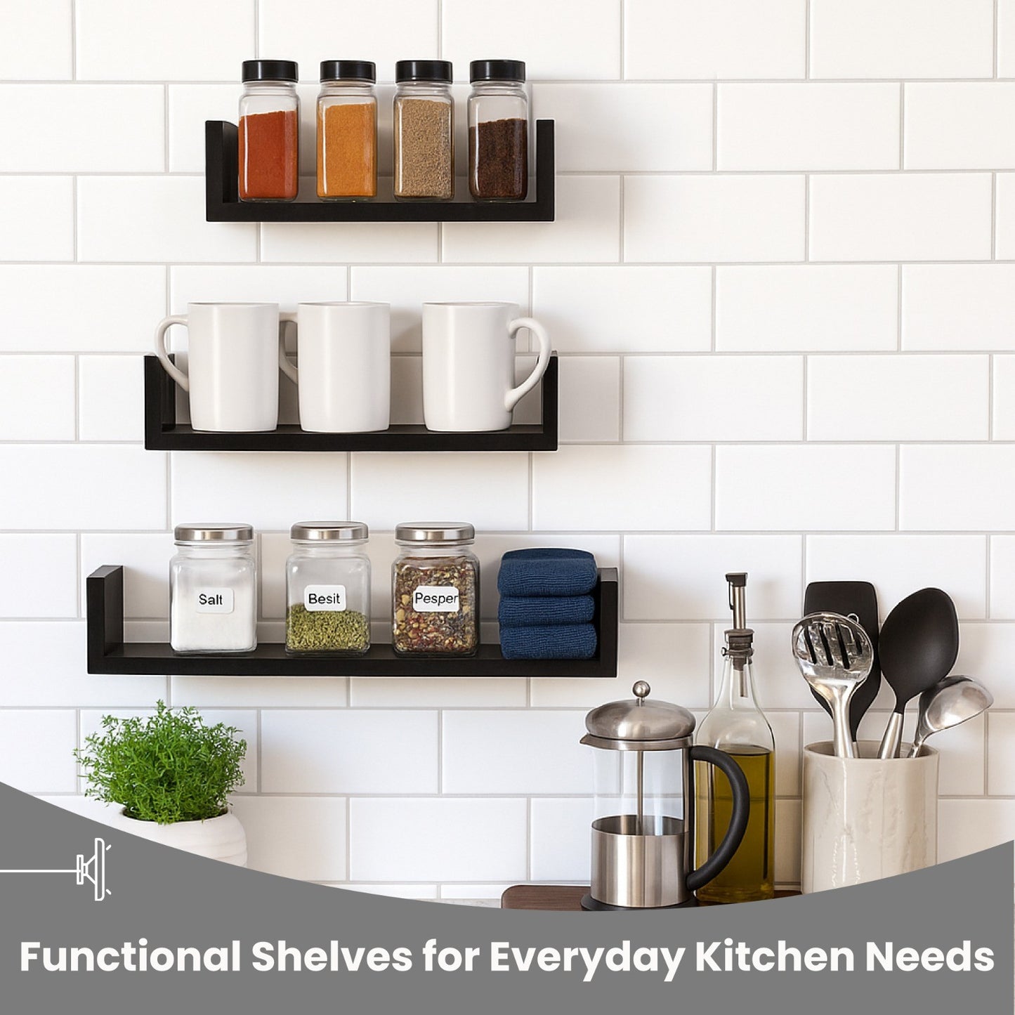 U Shaped Floating Shelve Wall Shelf Mounted Display Set Of3 Wooden Storage Shelf