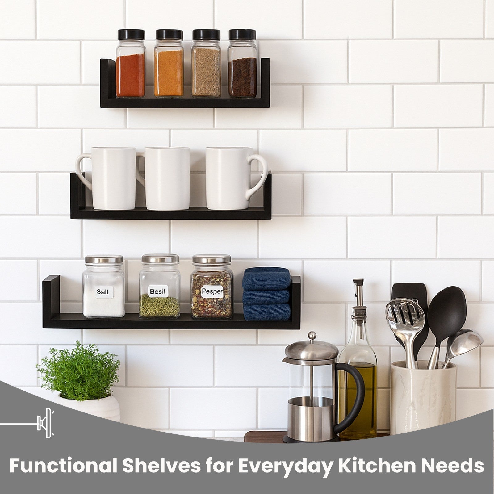 U Shaped Floating Shelve Wall Shelf Mounted Display Set Of3 Wooden Storage Shelf