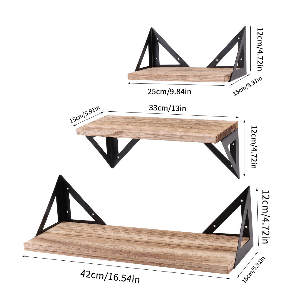 3X Corner Wall Shelves Industrial Wood Floating Shelf for Souvenirs Ornaments De