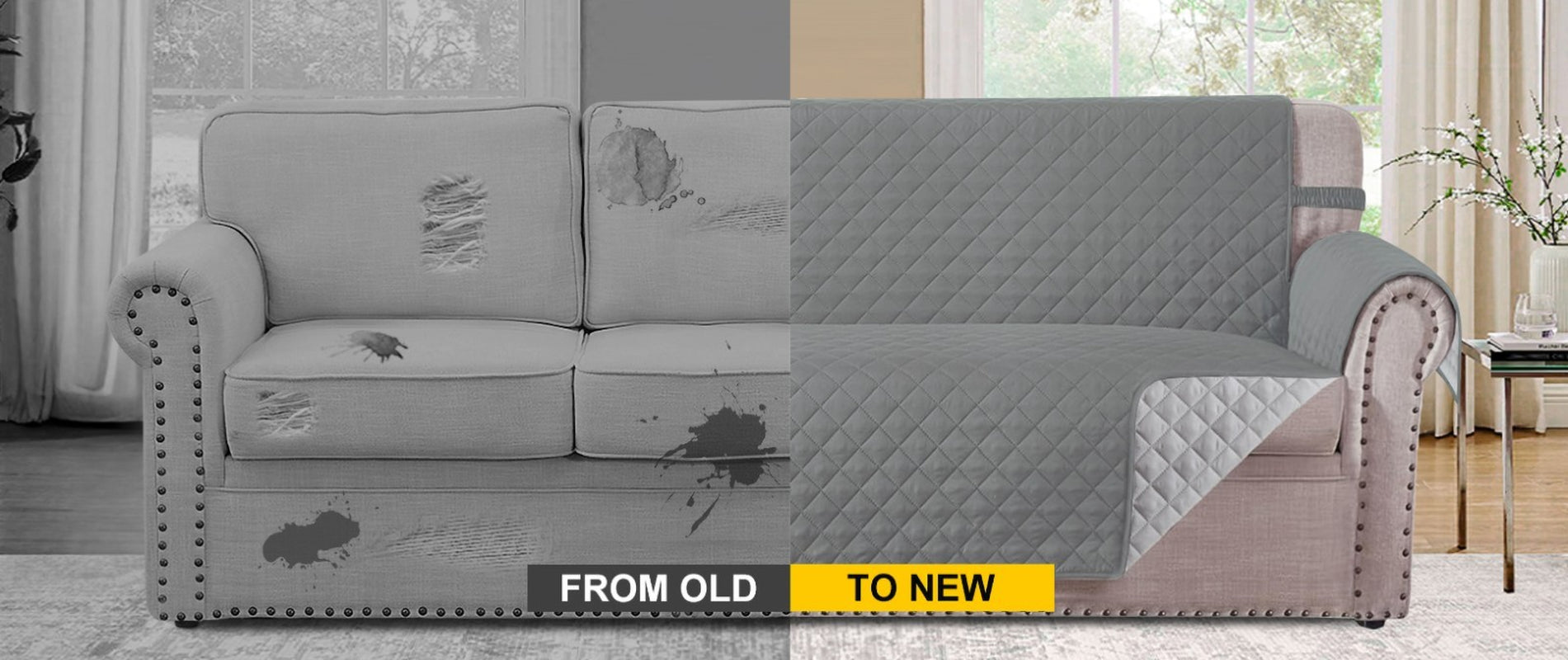 Non Slip Sofa Quilted Slip Covers Water Resistant Pet Protectors 1/2/3 Seater UK