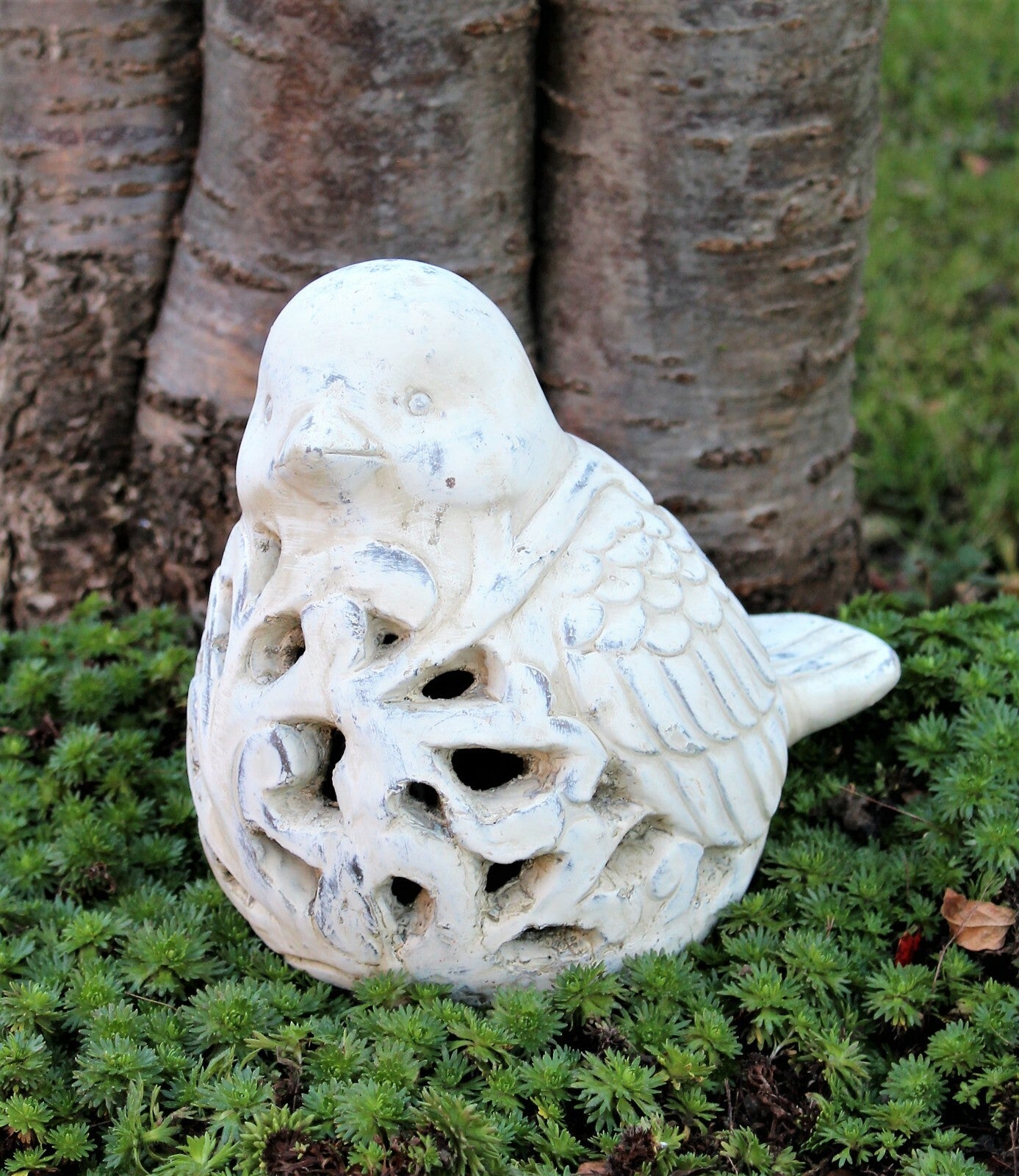 Garden Ornament Animal Candle Tea Light Bird Silhouette Decorative Stone