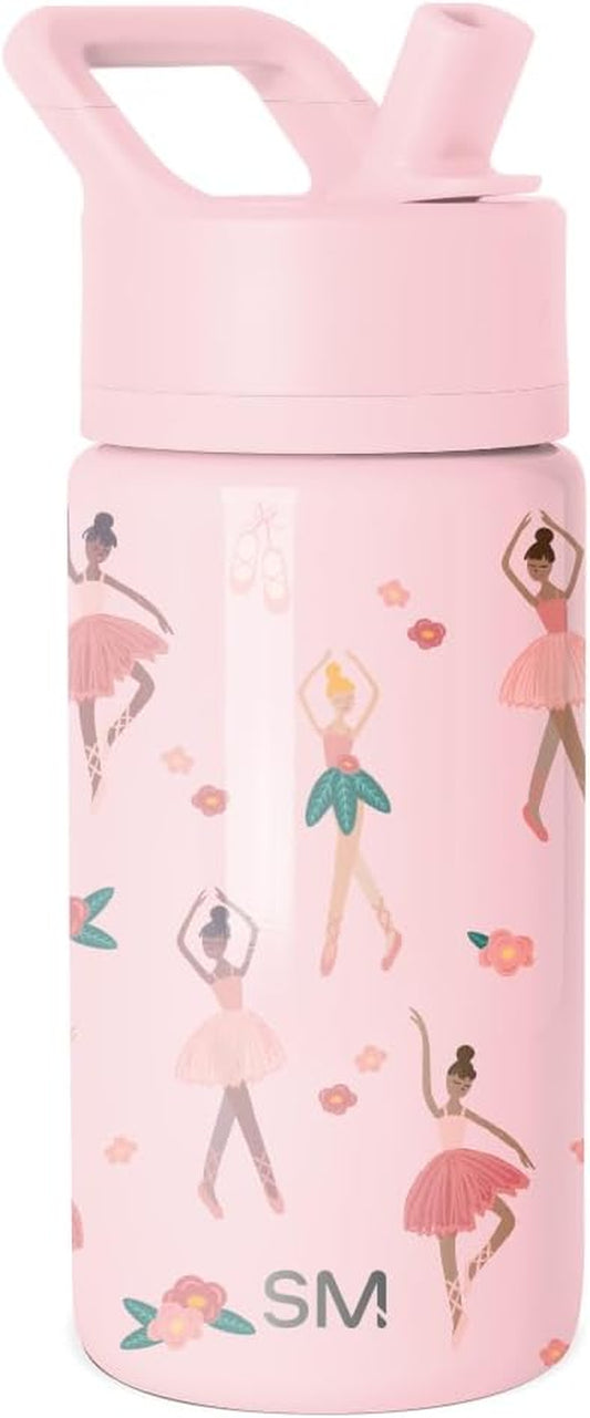 Kids Water Bottle with Straw | Insulated Stainless Steel Reusable Tumbler for Toddlers, Girls, Boys | Summit Collection | 415Ml | Pink Ballerina