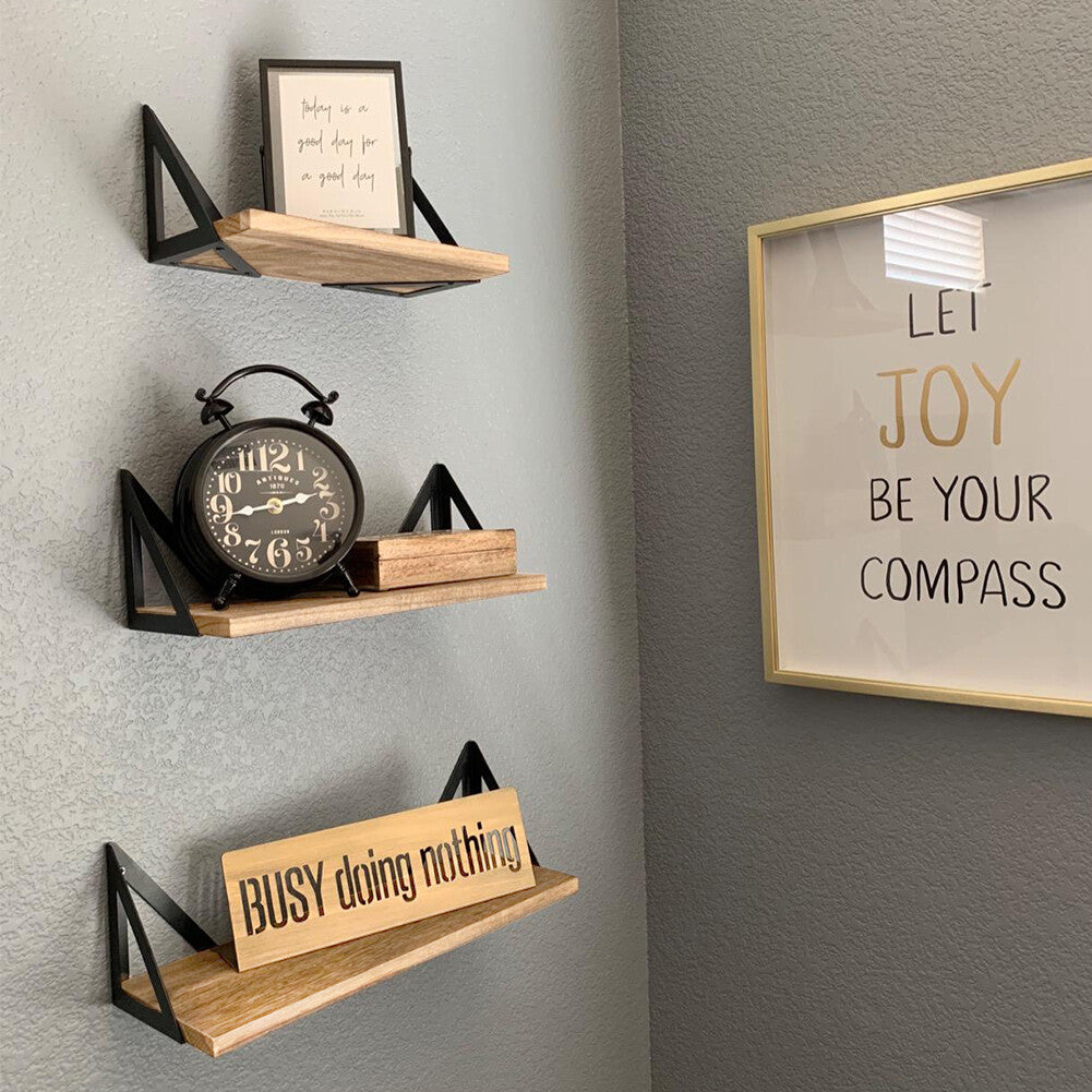 3X Corner Wall Shelves Industrial Wood Floating Shelf for Souvenirs Ornaments De
