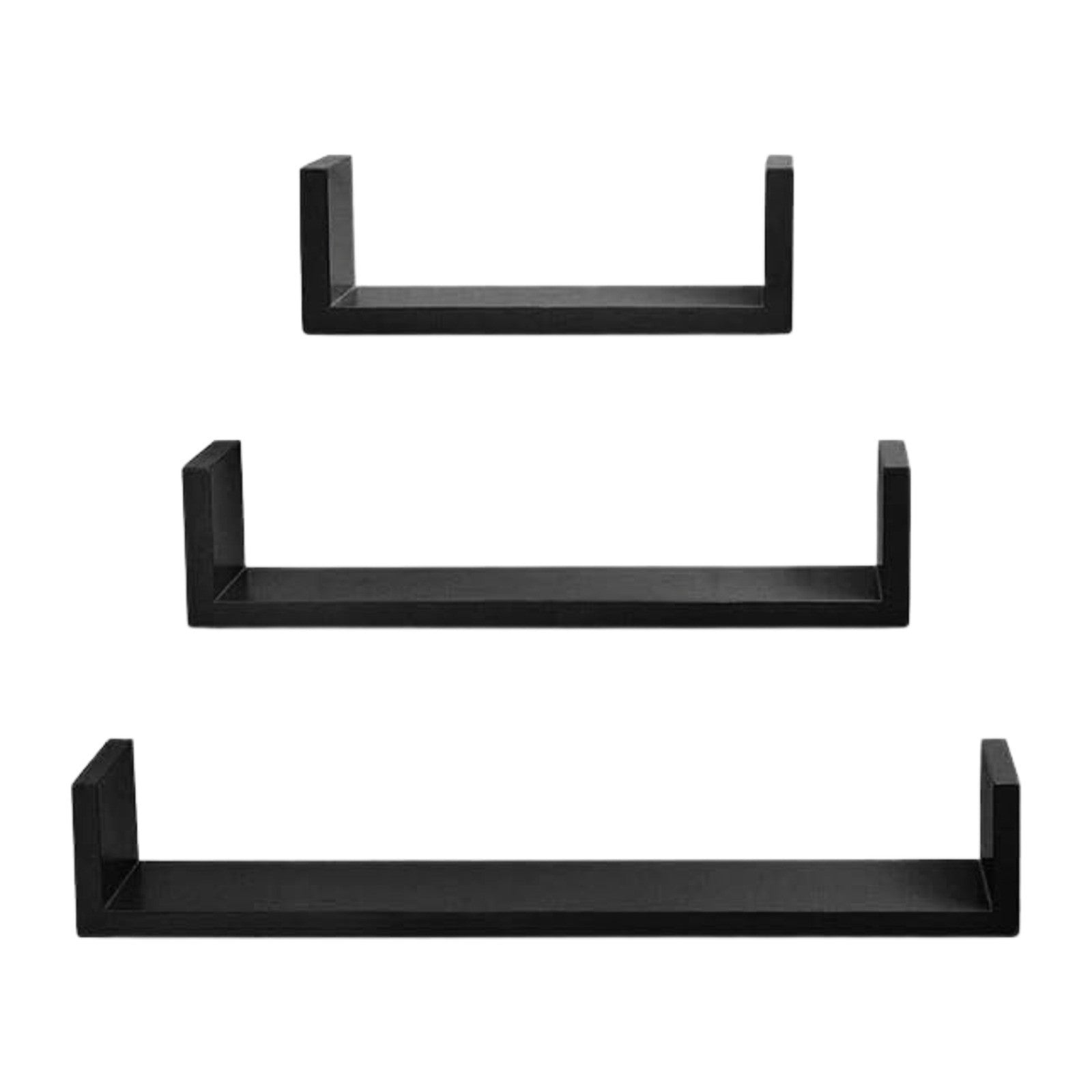 U Shaped Floating Shelve Wall Shelf Mounted Display Set Of3 Wooden Storage Shelf