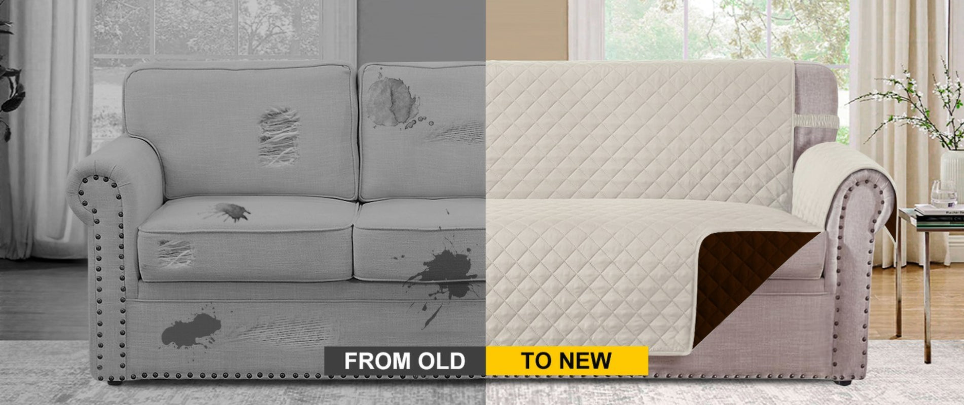 Non Slip Sofa Quilted Slip Covers Water Resistant Pet Protectors 1/2/3 Seater UK