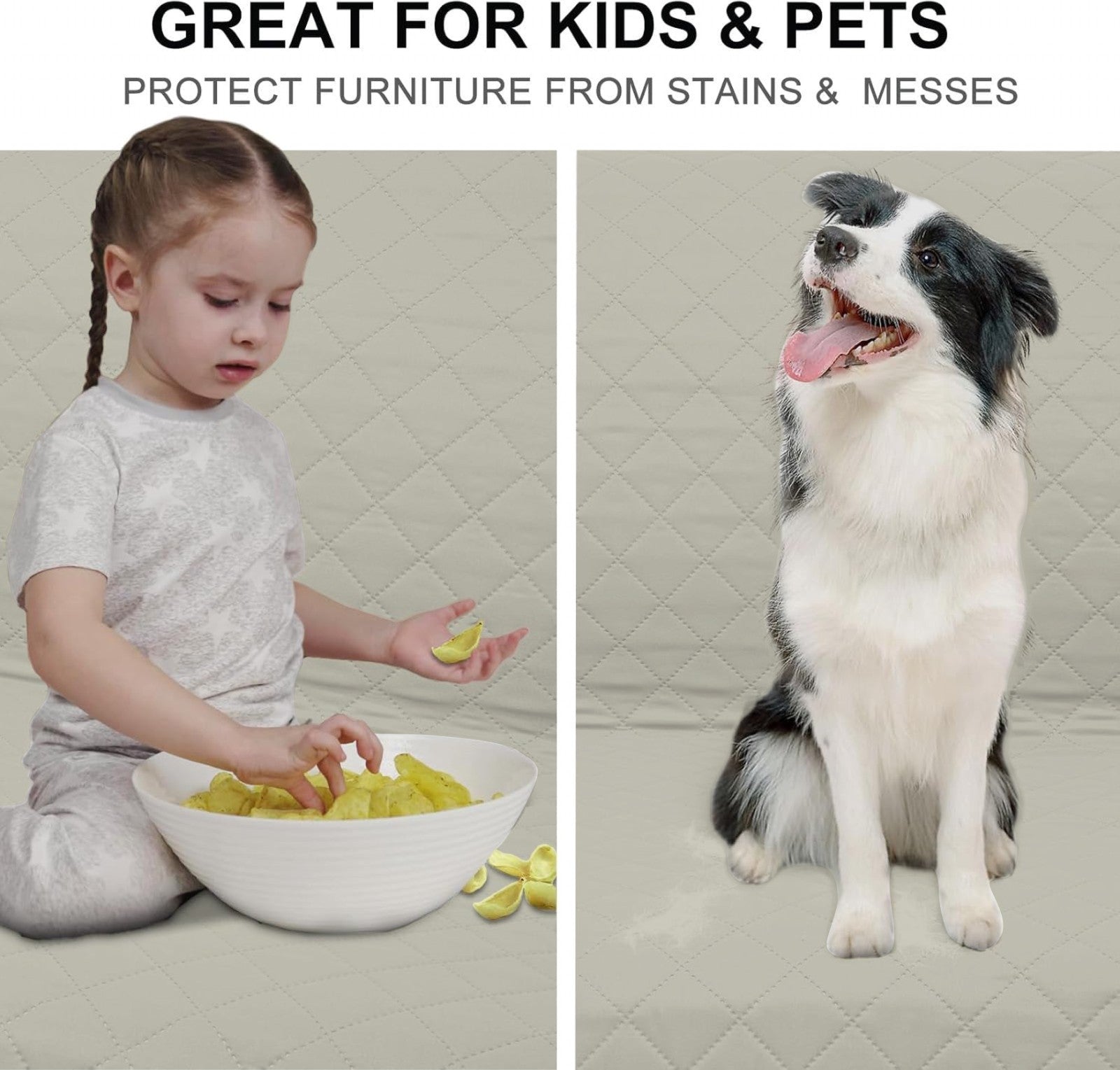 Non Slip Sofa Quilted Slip Covers Water Resistant Pet Protectors 1/2/3 Seater UK
