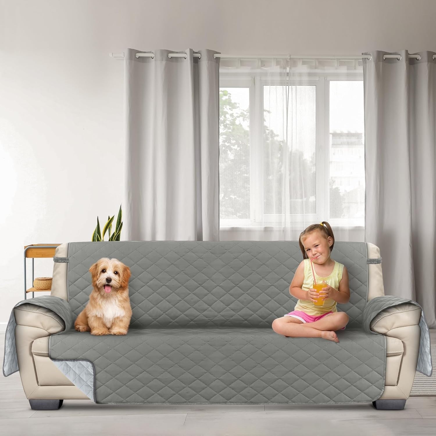 Non Slip Sofa Quilted Slip Covers Water Resistant Pet Protectors 1/2/3 Seater UK