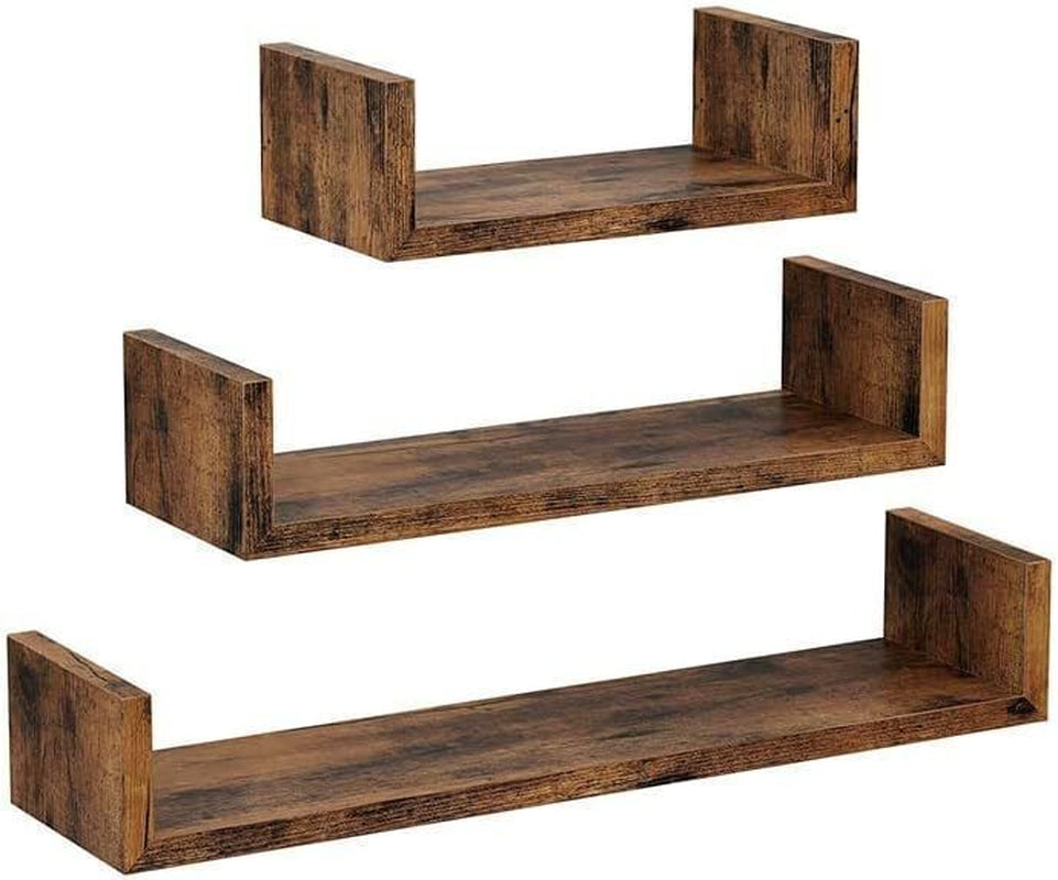 U Shaped Floating Shelve Wall Shelf Mounted Display Set Of3 Wooden Storage Shelf